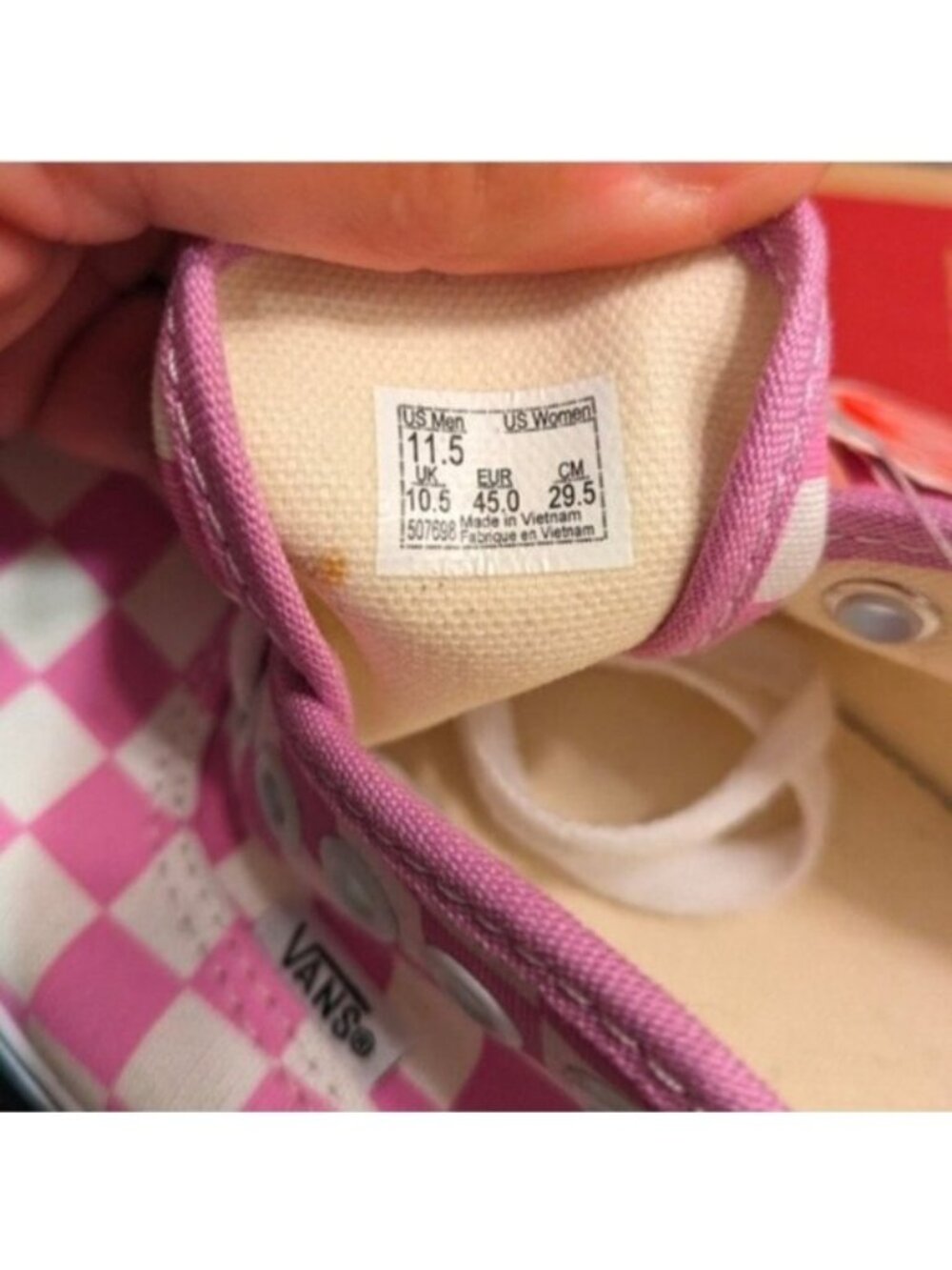 Vans Authentic Checkerboard Men Size 11.5 Orchid and White Pink 0826 - Picture 10 of 11
